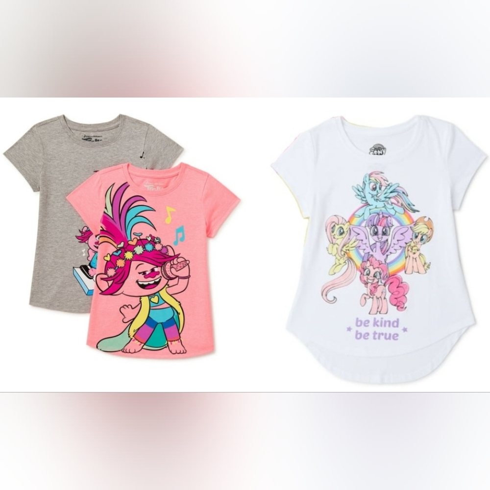 3 Shirts! DreamWorks Trolls Tees & My Little Pony Be Kind Be True Tee XS 4-5